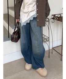 ドレープヘムイージーデニムパンツ