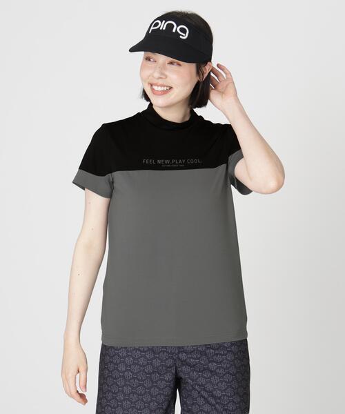 PING（ピン）の「【PING APPAREL】ナイロンサッカー半袖ハイネックシャツ ＜GOLD＞ (LADIES)（Tシャツ/カットソー・レディース・グレー/ブラック/ホワイト・M/LL/S/L）」の3枚目の写真
