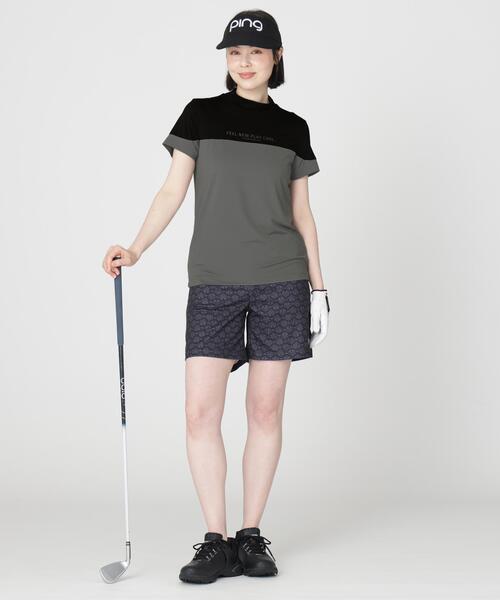 PING（ピン）の「【PING APPAREL】ナイロンサッカー半袖ハイネックシャツ ＜GOLD＞ (LADIES)（Tシャツ/カットソー・レディース・グレー/ブラック/ホワイト・M/LL/S/L）」の4枚目の写真