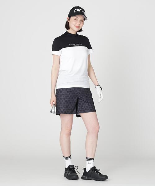 PING（ピン）の「【PING APPAREL】ナイロンサッカー半袖ハイネックシャツ ＜GOLD＞ (LADIES)（Tシャツ/カットソー・レディース・グレー/ブラック/ホワイト・M/LL/S/L）」の9枚目の写真