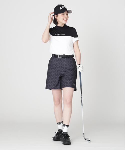 PING（ピン）の「【PING APPAREL】ナイロンサッカー半袖ハイネックシャツ ＜GOLD＞ (LADIES)（Tシャツ/カットソー・レディース・グレー/ブラック/ホワイト・M/LL/S/L）」の10枚目の写真