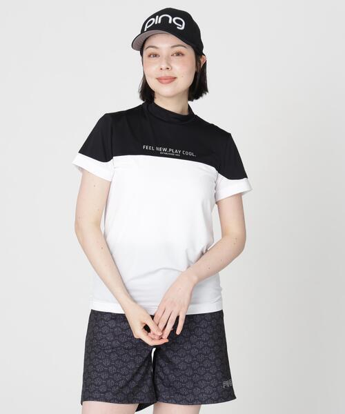 PING（ピン）の「【PING APPAREL】ナイロンサッカー半袖ハイネックシャツ ＜GOLD＞ (LADIES)（Tシャツ/カットソー・レディース・グレー/ブラック/ホワイト・M/LL/S/L）」の12枚目の写真