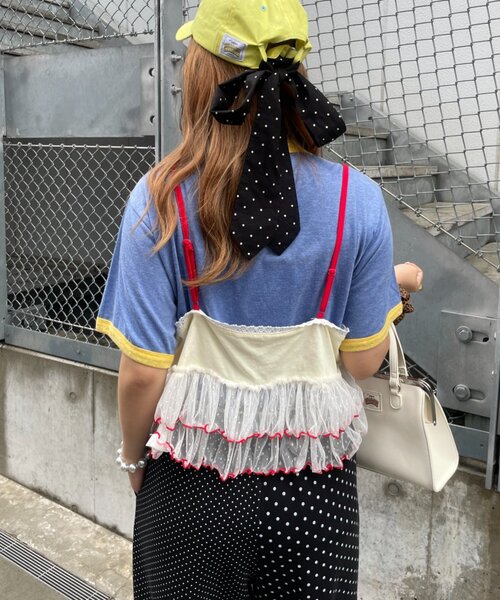 HELLO.SANFRANCISCO（ハローサンフランシスコ）の「【HELLO.SANFRANCISCO】プリントロゴチュールキャミビスチェ（キャミソール・レディース・アイボリー/グレー/ピンク・ONE SIZE）」の4枚目の写真