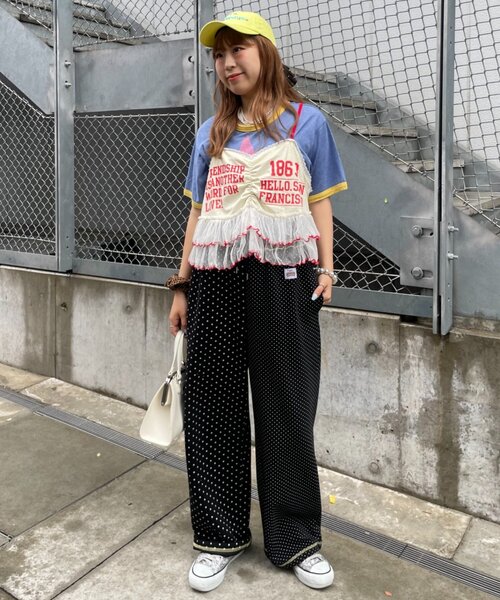 HELLO.SANFRANCISCO（ハローサンフランシスコ）の「【HELLO.SANFRANCISCO】プリントロゴチュールキャミビスチェ（キャミソール・レディース・アイボリー/グレー/ピンク・ONE SIZE）」の5枚目の写真