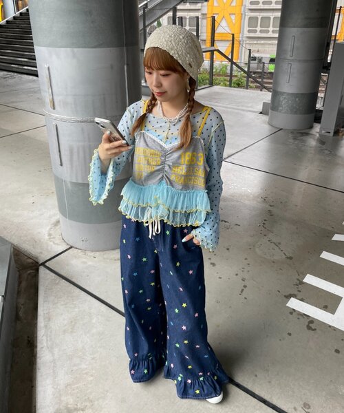 HELLO.SANFRANCISCO（ハローサンフランシスコ）の「【HELLO.SANFRANCISCO】プリントロゴチュールキャミビスチェ（キャミソール・レディース・アイボリー/グレー/ピンク・ONE SIZE）」の12枚目の写真