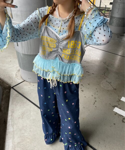 HELLO.SANFRANCISCO（ハローサンフランシスコ）の「【HELLO.SANFRANCISCO】プリントロゴチュールキャミビスチェ（キャミソール・レディース・アイボリー/グレー/ピンク・ONE SIZE）」の13枚目の写真