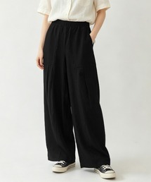 綿麻風ワイドパンツ レディース きれいめ
