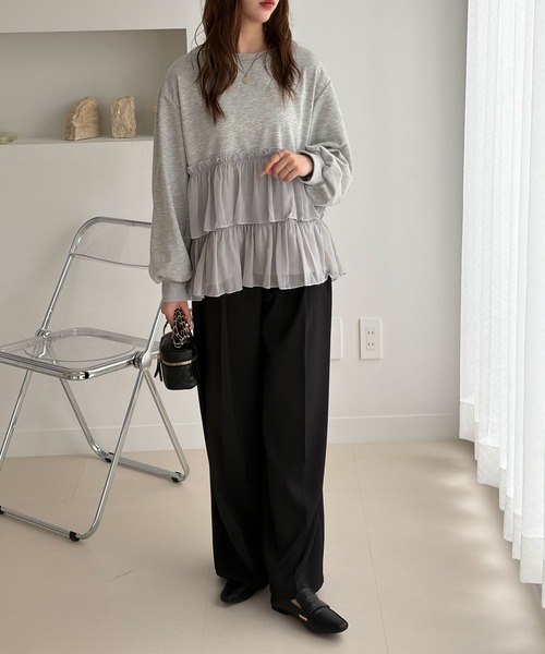 GeeRA(ジーラ)の「シアードッキングティアードフリルスウェット(スウェット・レディース・杢グレー/ブラック・X-LARGE/LARGE/MEDIUM)」の14枚目の写真