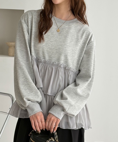 GeeRA(ジーラ)の「シアードッキングティアードフリルスウェット(スウェット・レディース・杢グレー/ブラック・X-LARGE/LARGE/MEDIUM)」の8枚目の写真