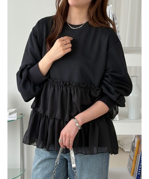 GeeRA(ジーラ)の「シアードッキングティアードフリルスウェット(スウェット・レディース・杢グレー/ブラック・X-LARGE/LARGE/MEDIUM)」の19枚目の写真