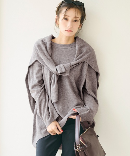 coca(coca)(コカ)の「リッチニットクルーネックオーバーサイズプルオーバー【西山茉希様着用】(ニット/セーター・レディース・ベージュ/ブラウン/グレー/ブラック・M/S/L)」の3枚目の写真