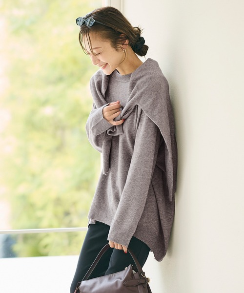 coca(coca)(コカ)の「リッチニットクルーネックオーバーサイズプルオーバー【西山茉希様着用】(ニット/セーター・レディース・ベージュ/ブラウン/グレー/ブラック・M/S/L)」の7枚目の写真