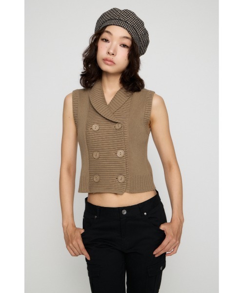 LAGUA GEM(ラグアジェム)の「DOUBLE BUTTON KNIT ベスト(ベスト・レディース・ブラック/ベージュ/杢グレー・FREE)」の10枚目の写真