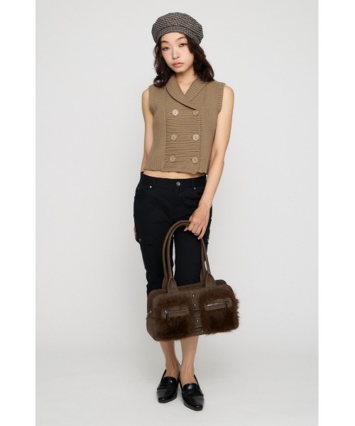LAGUA GEM(ラグアジェム)の「DOUBLE BUTTON KNIT ベスト(ベスト・レディース・ブラック/ベージュ/杢グレー・FREE)」の11枚目の写真