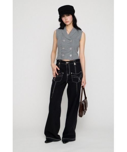 LAGUA GEM(ラグアジェム)の「DOUBLE BUTTON KNIT ベスト(ベスト・レディース・ブラック/ベージュ/杢グレー・FREE)」の13枚目の写真