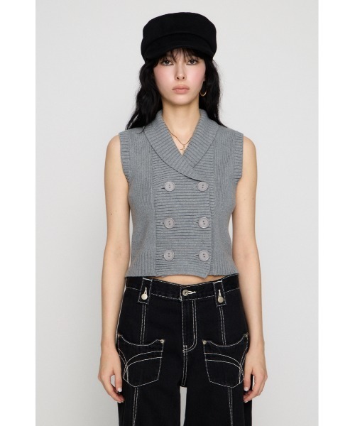 LAGUA GEM(ラグアジェム)の「DOUBLE BUTTON KNIT ベスト(ベスト・レディース・ブラック/ベージュ/杢グレー・FREE)」の16枚目の写真