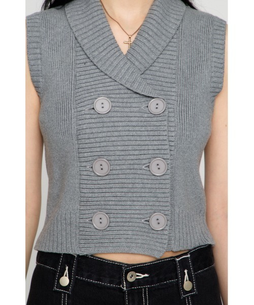 LAGUA GEM(ラグアジェム)の「DOUBLE BUTTON KNIT ベスト(ベスト・レディース・ブラック/ベージュ/杢グレー・FREE)」の19枚目の写真