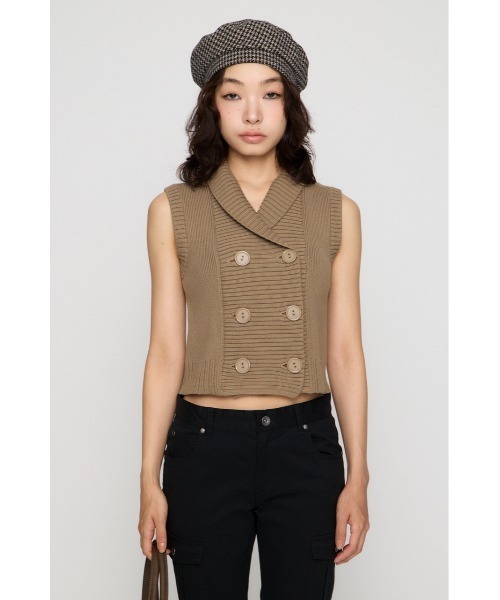LAGUA GEM(ラグアジェム)の「DOUBLE BUTTON KNIT ベスト(ベスト・レディース・ブラック/ベージュ/杢グレー・FREE)」の8枚目の写真