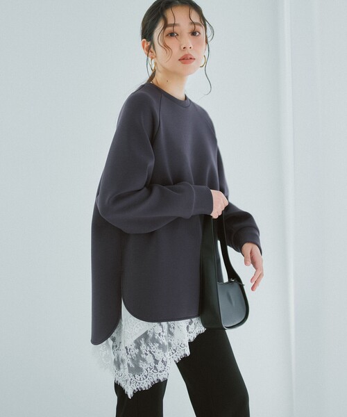 UNFILO(アンフィーロ)の「フィブリルクロス レースヘム キャミソール(キャミソール・レディース・アイボリー系/グレー系・X-LARGE)」の1枚目の写真