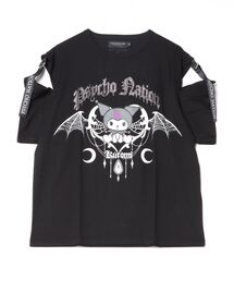 Kuromi（クロミ）の「PSYCHO☆NATION×KUROMI / サイコネーション クロミ デビル グラフィック ラインストーン ロゴ コラボTシャツ（Tシャツ/カットソー）」