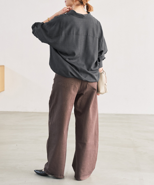 Spick & Span(スピックアンドスパン)の「CU/PEヘムギャザーシャツ(シャツ/ブラウス・レディース・ブラウン/チャコールグレー/マルチ・FREE)」の6枚目の写真