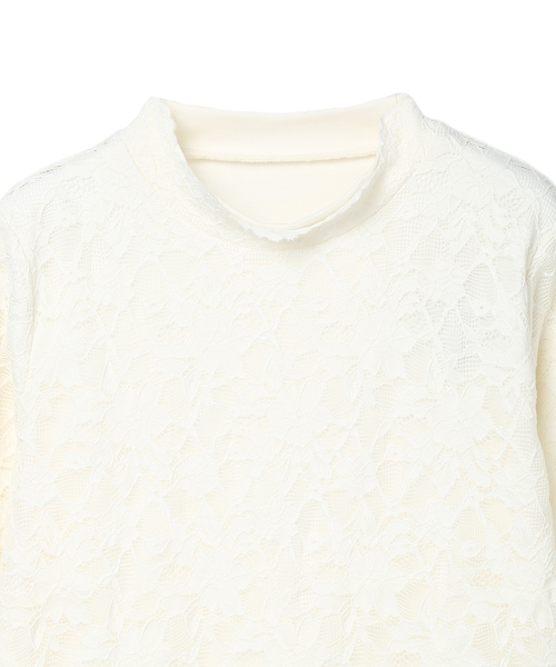 A/C DESIGN BY ALPHA CUBIC（エーシーデザインバイアルファキュービック）の「レースハイネックカットプルオーバー（Tシャツ/カットソー・レディース・オフホワイト/ブラック・M/L）」の5枚目の写真
