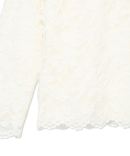 A/C DESIGN BY ALPHA CUBIC（エーシーデザインバイアルファキュービック）の「レースハイネックカットプルオーバー（Tシャツ/カットソー・レディース・オフホワイト/ブラック・M/L）」の6枚目の写真