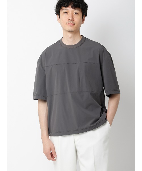 FLAT(フラット)の「FLAT/アウターTシャツ /半袖/ウォッシャブル/接触冷感/速乾/無地(Tシャツ/カットソー・メンズ・グレー/カーキ・S/M/L)」の3枚目の写真