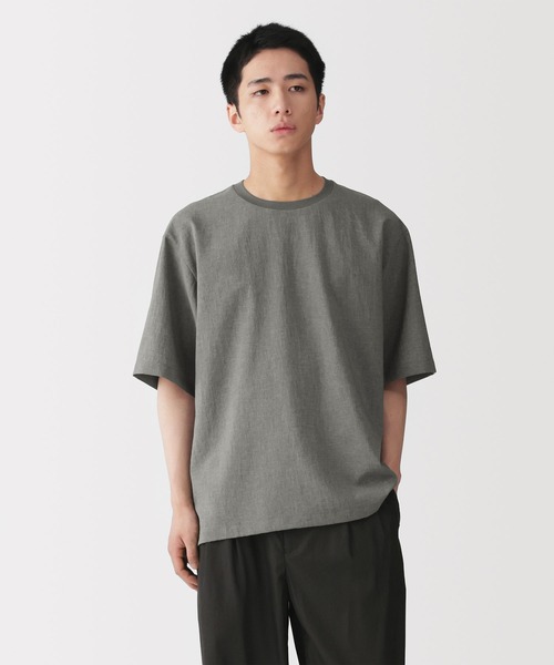 無印良品(ムジルシリョウヒン)の「紳士 風を通す 五分袖布帛Tシャツ(Tシャツ/カットソー・メンズ・グレー系/チャコールグレー・XL)」の2枚目の写真
