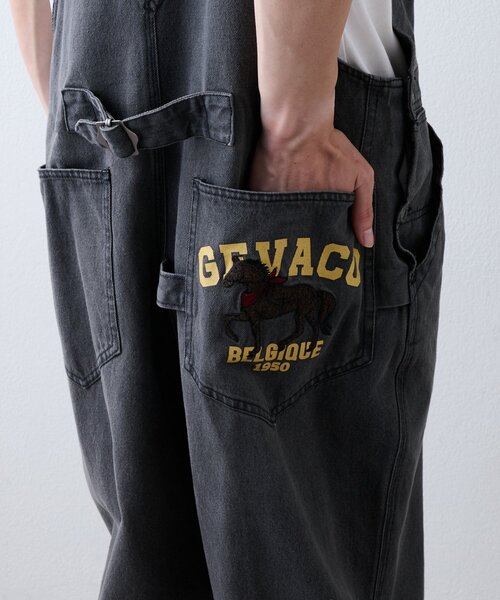GEVACO(ゲバコ)の「【GEVACO】馬サガラロゴプリントデニムサロペット(サロペット/オーバーオール・メンズ・ブラック/ネイビー・LARGE/MEDIUM)」の10枚目の写真