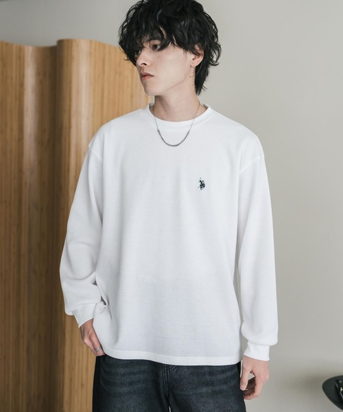 U.S. POLO ASSN.(ユーエスポロアッスン)の「U.S. POLO ASSN. ユーエスポロアッスン サーマルワンポイントロゴ刺繍クルーネック長袖Tシャツ/ワッフルカットソー(Tシャツ/カットソー・メンズ・ベージュ/ホワイト/ブラック/チャコール/グレー/ネイビー・M/XL/L)」の9枚目の写真