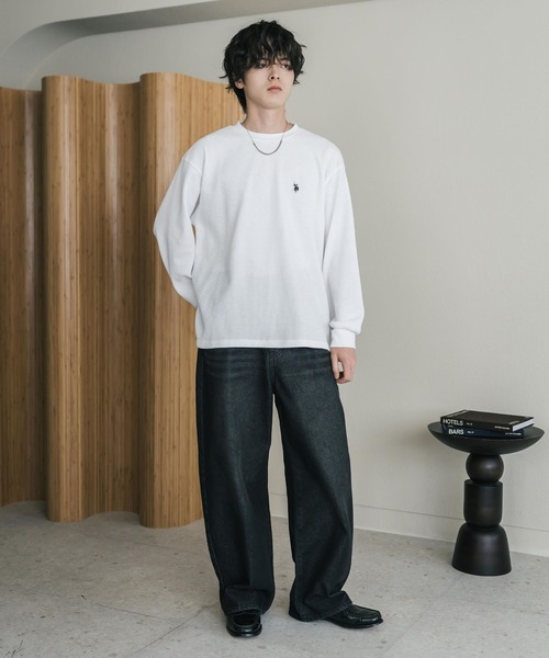 U.S. POLO ASSN.(ユーエスポロアッスン)の「U.S. POLO ASSN. ユーエスポロアッスン サーマルワンポイントロゴ刺繍クルーネック長袖Tシャツ/ワッフルカットソー(Tシャツ/カットソー・メンズ・ベージュ/ホワイト/ブラック/チャコール/グレー/ネイビー・M/XL/L)」の10枚目の写真