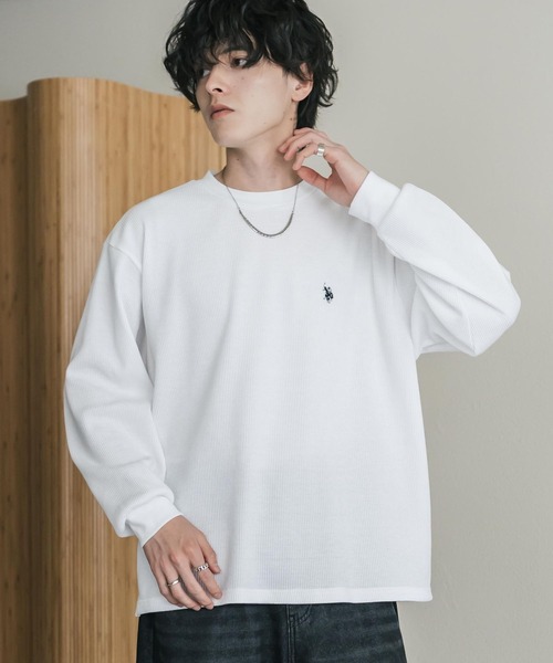 U.S. POLO ASSN.(ユーエスポロアッスン)の「U.S. POLO ASSN. ユーエスポロアッスン サーマルワンポイントロゴ刺繍クルーネック長袖Tシャツ/ワッフルカットソー(Tシャツ/カットソー・メンズ・ベージュ/ホワイト/ブラック/チャコール/グレー/ネイビー・M/XL/L)」の13枚目の写真