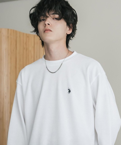 U.S. POLO ASSN.(ユーエスポロアッスン)の「U.S. POLO ASSN. ユーエスポロアッスン サーマルワンポイントロゴ刺繍クルーネック長袖Tシャツ/ワッフルカットソー(Tシャツ/カットソー・メンズ・ベージュ/ホワイト/ブラック/チャコール/グレー/ネイビー・M/XL/L)」の14枚目の写真