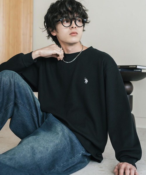 U.S. POLO ASSN.(ユーエスポロアッスン)の「U.S. POLO ASSN. ユーエスポロアッスン サーマルワンポイントロゴ刺繍クルーネック長袖Tシャツ/ワッフルカットソー(Tシャツ/カットソー・メンズ・ベージュ/ホワイト/ブラック/チャコール/グレー/ネイビー・M/XL/L)」の16枚目の写真