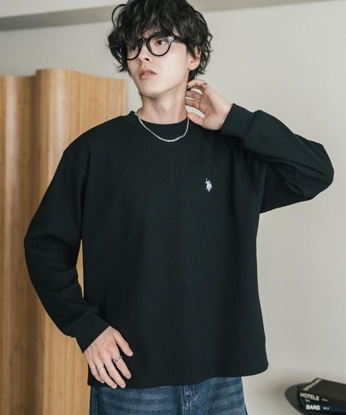 U.S. POLO ASSN.(ユーエスポロアッスン)の「U.S. POLO ASSN. ユーエスポロアッスン サーマルワンポイントロゴ刺繍クルーネック長袖Tシャツ/ワッフルカットソー(Tシャツ/カットソー・メンズ・ベージュ/ホワイト/ブラック/チャコール/グレー/ネイビー・M/XL/L)」の17枚目の写真