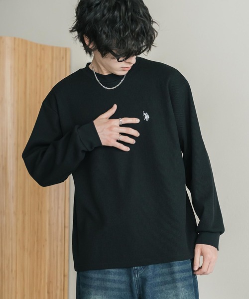 U.S. POLO ASSN.(ユーエスポロアッスン)の「U.S. POLO ASSN. ユーエスポロアッスン サーマルワンポイントロゴ刺繍クルーネック長袖Tシャツ/ワッフルカットソー(Tシャツ/カットソー・メンズ・ベージュ/ホワイト/ブラック/チャコール/グレー/ネイビー・M/XL/L)」の18枚目の写真