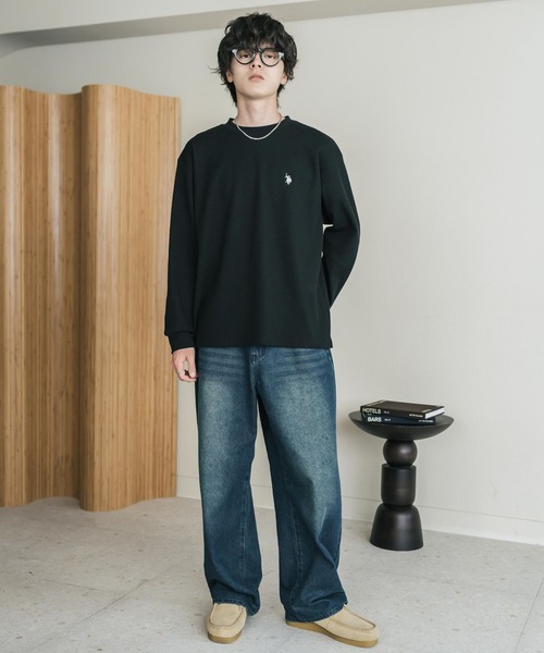 U.S. POLO ASSN.(ユーエスポロアッスン)の「U.S. POLO ASSN. ユーエスポロアッスン サーマルワンポイントロゴ刺繍クルーネック長袖Tシャツ/ワッフルカットソー(Tシャツ/カットソー・メンズ・ベージュ/ホワイト/ブラック/チャコール/グレー/ネイビー・M/XL/L)」の19枚目の写真