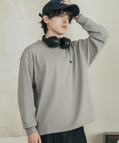 U.S. POLO ASSN.(ユーエスポロアッスン)の「U.S. POLO ASSN. ユーエスポロアッスン サーマルワンポイントロゴ刺繍クルーネック長袖Tシャツ/ワッフルカットソー(Tシャツ/カットソー・メンズ・ベージュ/ホワイト/ブラック/チャコール/グレー/ネイビー・M/XL/L)」の22枚目の写真