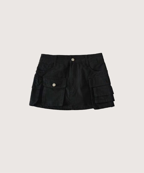 LA POMME petit(ラポミ・プチ)の「Multi Pocket Cargo Mini Skirt/マルチポケットカーゴミニスカート(スカート・レディース・アーミー/ブラック/キャメル/グレー・X-SMALL/SMALL/MEDIUM/LARGE)」の2枚目の写真