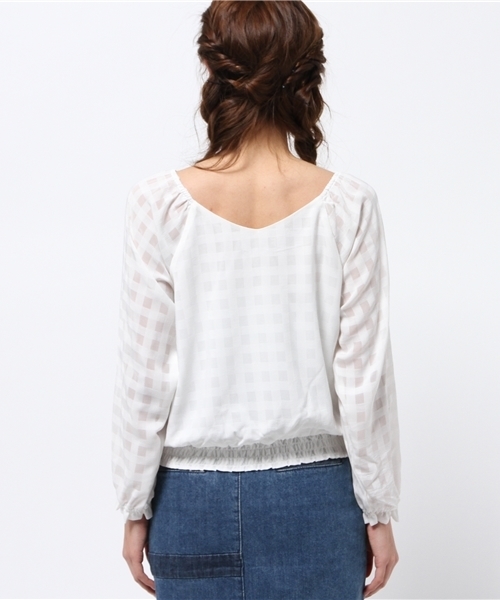 one after another NICE CLAUP（ワンアフターアナザーナイスクラップ）の「【ナイスクラップ】ギンガムチェックブラウス（シャツ/ブラウス・レディース・オフホワイト/ネイビー/ブラック・FREE）」の9枚目の写真