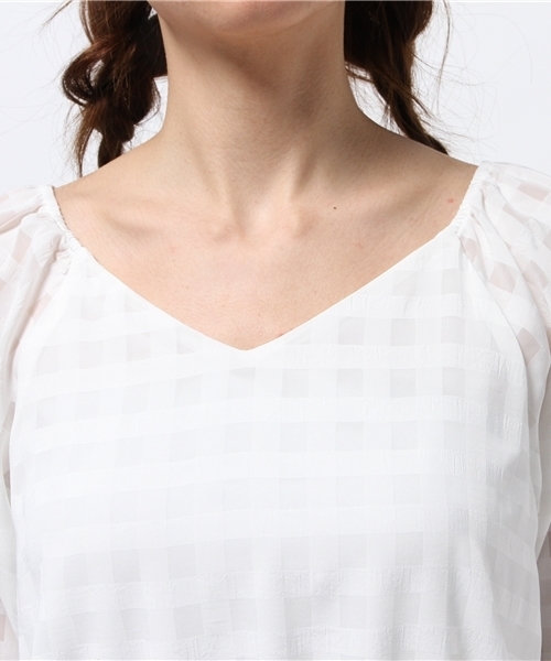 one after another NICE CLAUP（ワンアフターアナザーナイスクラップ）の「【ナイスクラップ】ギンガムチェックブラウス（シャツ/ブラウス・レディース・オフホワイト/ネイビー/ブラック・FREE）」の10枚目の写真