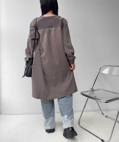 AS KNOW AS plus(アズノゥアズプラス)の「☆ゆったりシルエット 天竺と布帛切り替え リブ付き長袖ワンピ―ス(ワンピース・レディース・カーキ/ブラック/ネイビー・FREE)」の22枚目の写真