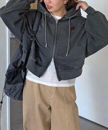 ピグメントダンボールジップパーカー