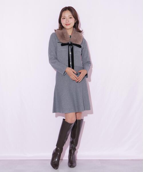 JILL by JILL STUART（ジルバイジルスチュアート）の「ファーティペットニットセットアップ（ワンピース・レディース・ホワイト/グレー/ブラック・FREE）」の5枚目の写真