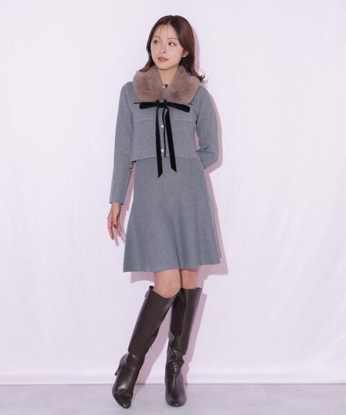 JILL by JILL STUART（ジルバイジルスチュアート）の「ファーティペットニットセットアップ（ワンピース・レディース・ホワイト/グレー/ブラック・FREE）」の6枚目の写真