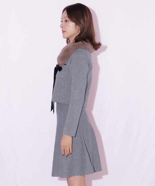 JILL by JILL STUART（ジルバイジルスチュアート）の「ファーティペットニットセットアップ（ワンピース・レディース・ホワイト/グレー/ブラック・FREE）」の7枚目の写真