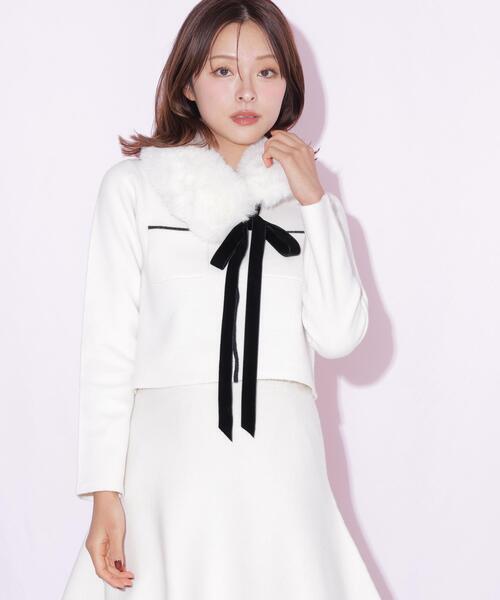 JILL by JILL STUART（ジルバイジルスチュアート）の「ファーティペットニットセットアップ（ワンピース・レディース・ホワイト/グレー/ブラック・FREE）」の12枚目の写真