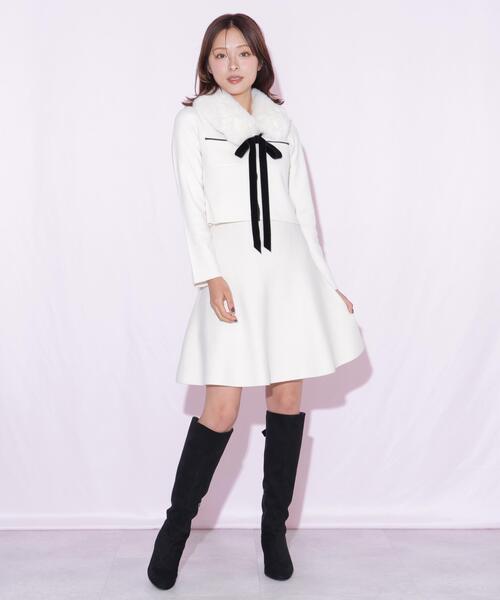 JILL by JILL STUART（ジルバイジルスチュアート）の「ファーティペットニットセットアップ（ワンピース・レディース・ホワイト/グレー/ブラック・FREE）」の13枚目の写真