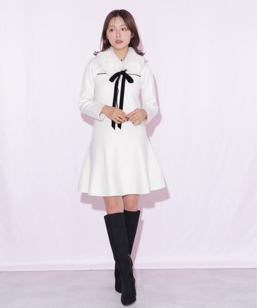 JILL by JILL STUART（ジルバイジルスチュアート）の「ファーティペットニットセットアップ（ワンピース・レディース・ホワイト/グレー/ブラック・FREE）」の15枚目の写真